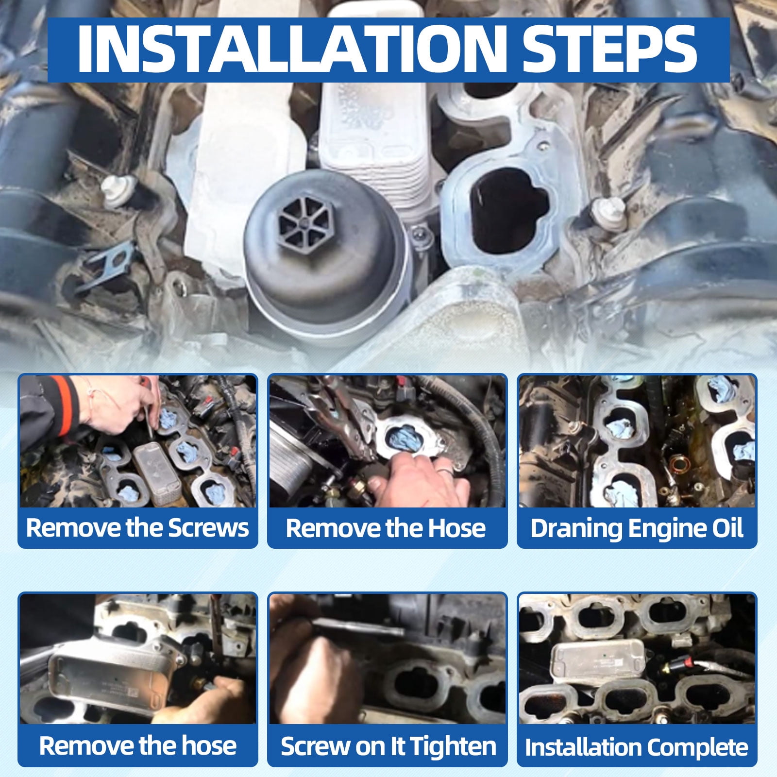 MITZONE Engine Oil Cooler Filter Housing Assembly Adapter Kit with Gaskets Cap Filter Insert Compatible with 2011-2018 1.4L Turbo Chevrolet Cruze Sonic Trax Buick Encore OE 55566784 650039 88179-9140