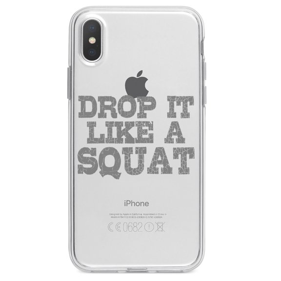 DistinctInk Clear Shockproof Hybrid Case for iPhone XR (6.1" Screen) - TPU Bumper Acrylic Back Tempered Glass Screen Protector - Drop it Like a Squat