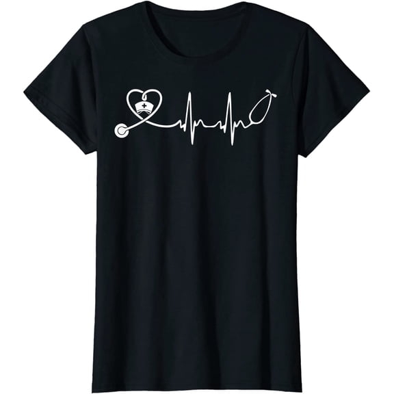 Nurse Stethoscope Heartbeat Nurse Week T-Shirt Women Tops