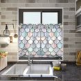 thumbnail image 4 of Yayeee Kitchen Curtains Tier Pair Light Filtering 27"x36" Rod Pocket Short Cafe Window Panel, Light Blue Shimmering Pattern, 4 of 7