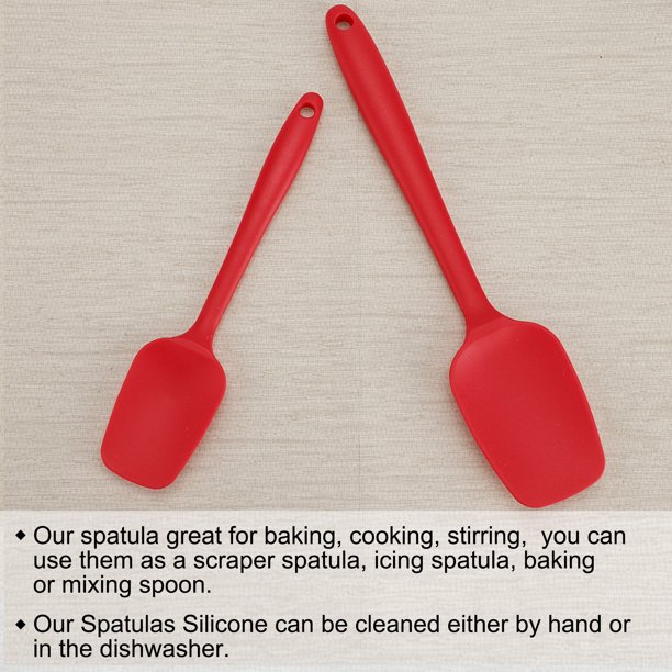 2pcs Kitchen Cooking Silicone Spatula Set Heat Resistant Rubber Scraper