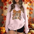 thumbnail image 2 of Fiaer Thanksgiving Sweatshirts for Women Letter Bow Graphic Plus Size Pullover Loose Fit Crew Neck Long Sleeve Tops Pink L, 2 of 4