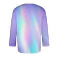 thumbnail image 4 of Huresd Summer Shirts for Men 3/4 Sleeve Crew Neck T-Shirt Casual Loose Gradient Print Clothes Light Purple 2XL, 4 of 4