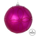 thumbnail image 4 of Vickerman 6" Fuchsia Candy Ornament with Circle Glitter Pattern, 3 per Bag, 4 of 4