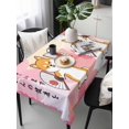 thumbnail image 6 of Japanese Cute Dogs Table Cloth, Waterproof Tablecloth for Rectangle Tables, Pink Yellow Modern Abstract Waves Reusable Washable Fabric Table Cover for Restaurant Kitchen Dining Tables 60"x120", 6 of 9