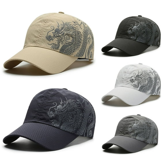 SPRING PARK Unisex Chinese Style Dragon Pattern Baseball Cap Cotton Outdoor Caps Adjustable Trucker Cap Hat