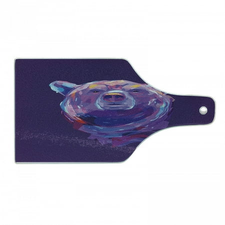

Bear Cutting Board Abstract Portrait with Digital Brushstrokes Wildlife Mascot Display Decorative Tempered Glass Cutting and Serving Board Wine Bottle Shape Purple Pink Sky Blue by Ambesonne