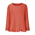thumbnail image 4 of Xihbxyly Clearance Tops Tops for Women 2024 Women's Round Neck Long Sleeve Loose Button Cotton and Linen Tunic Shirts Summer Shirts Blouse # Sale&deal Orange XL, 4 of 7