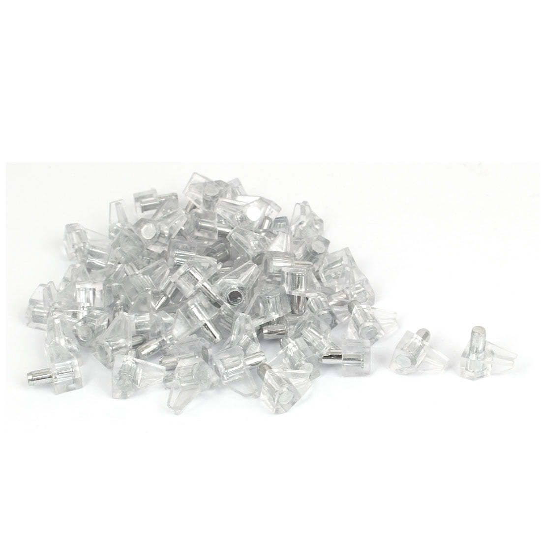 5mm Dia Metal Peg Pin Clear Plastic Shelf Glass Support Studs 70 Pcs