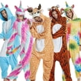 thumbnail image 2 of Pijamas de dibujos animados de ciervo de Navidad para adultos, ropa de dormir para mujeres, monos de animales para bebés, Pijamas de franela para Halloween, 2 of 3