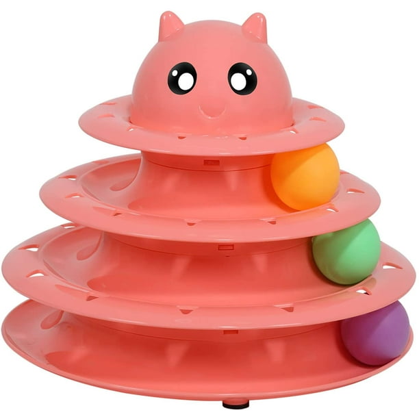 Cat Toy Roller Cat Toys 3 Level Towers Tracks Roller with Six Colorful