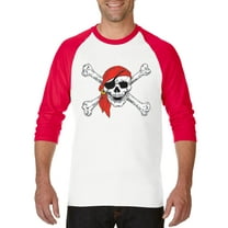 Artix - Mens Raglan Sleeve Baseball T-Shirts - Jolly Roger Skull & Crossbones
