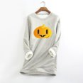 thumbnail image 2 of IROINNID Long Sleeve Shirts for Women Winter Warm Deals Women's Plush Thermal Undershirt Halloween Printed Long Sleeved Round Neck Top,Gray, 2 of 4
