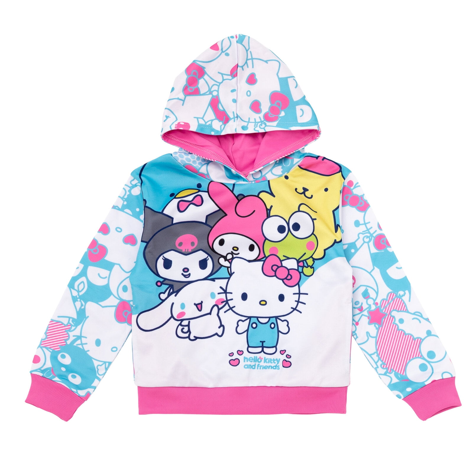 Hello Kitty Sanrio Fleece Zip Up Hoodie with Ears (Girls), Sizes 4