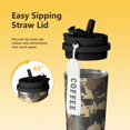 thumbnail image 3 of 18oz Travel Coffee Mug, 316 Stainless Steel Vacuum Insulated Tumbler with 2-in-1 Straw Lid & Strap, Camouflage Print, 3 of 6