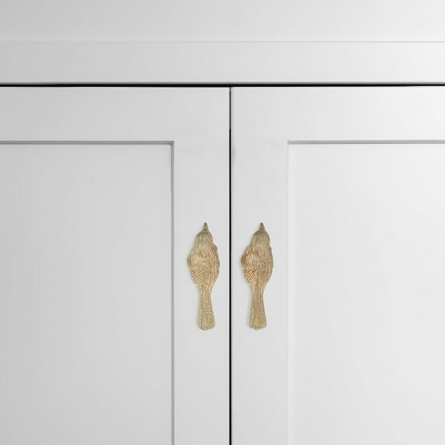 QUMIIRITY 2Ud De Puerta Dorados Para Armarios Con Moderno De Pájaro En Zinc