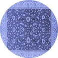 thumbnail image 1 of Ahgly Company Machine Washable Indoor Round Oriental Blue Traditional Area Rugs, 7' Round, 1 of 4