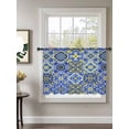 thumbnail image 2 of Sheer Curtains 54 Inch Length, Vintage Boho Semi Sheer Curtains Light Filtering Window Treatment, Middle Century Bohemia Style Patchwork Blue Privacy Voile Drapes for Living Room Bedroom 52x54 Inch, 2 of 7