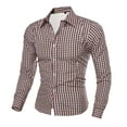 thumbnail image 2 of Mens Long Sleeve Button Down Shirts Plaid Slim Fit Top Blouse Fashion Work Shirts For Men Purple XXL, 2 of 4
