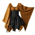 thumbnail image 1 of WTXUE Robe à Manches Longues, Vêtement Médiéval pour Chemise Irlandaise à Manches Trompette, Corset Gothique Rétro, Robe Jaune pour Femmes, Jaune L, 1 of 3