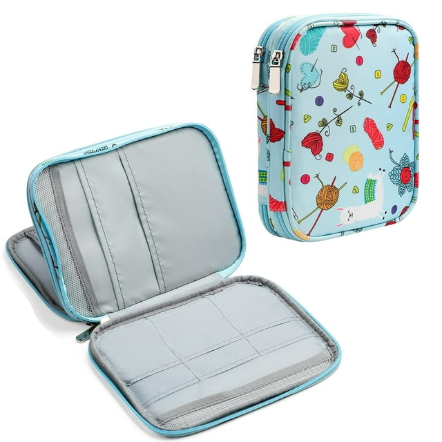 Estuche para agujas de tejer, estuche portátil para agujas de ganchillo, bolsa de almacenamiento organizadora de viaje para agujas de tejer y accesorios (solo bolsa)