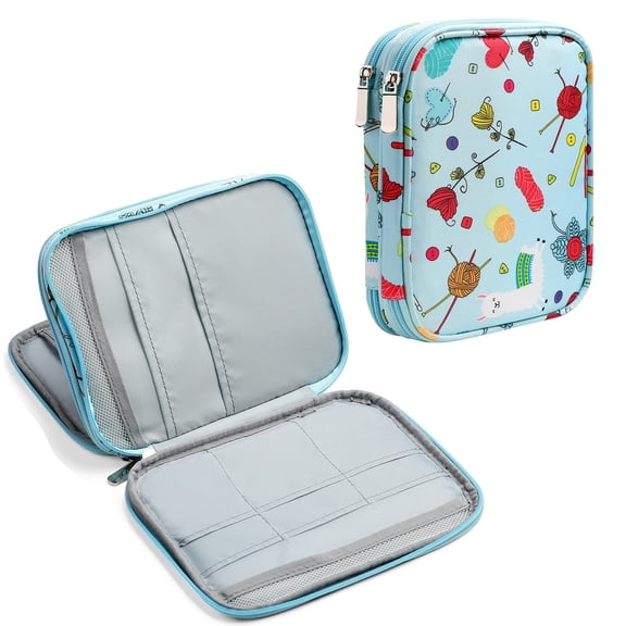 Knitting Needle Case, Portable Crochet Needle Case, Travel Organizer Storage Bag for Knitting Needles and Accessories (Bag Only)