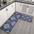 thumbnail image 2 of Blue and White Ethnic Floral Pattern Kitchen Rugs Sets Of 2,Anti Fatigue Kitchen Mat Rugs Non Slip Washable,Decorative Kitchen Floor Mats for Kitchen,Sink,Laundry,17"X30"+17"X47", 2 of 7