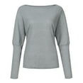 thumbnail image 3 of gakvbuo Off The Shoulder Sweaters For Women Long Sleeve Plus Size Tunic Tops Oversized Pullover Sweater Solid Color Knit Jumper Loose T-Shirt Doll Sleeve Top, 3 of 5