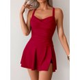 thumbnail image 1 of Solid Two Pieces Swimsuit 2025 Women Ruched Tankini Beach Dress Swimwear With Shorts Female Bathers Bathing Swimming Suit Summer, 1 of 4