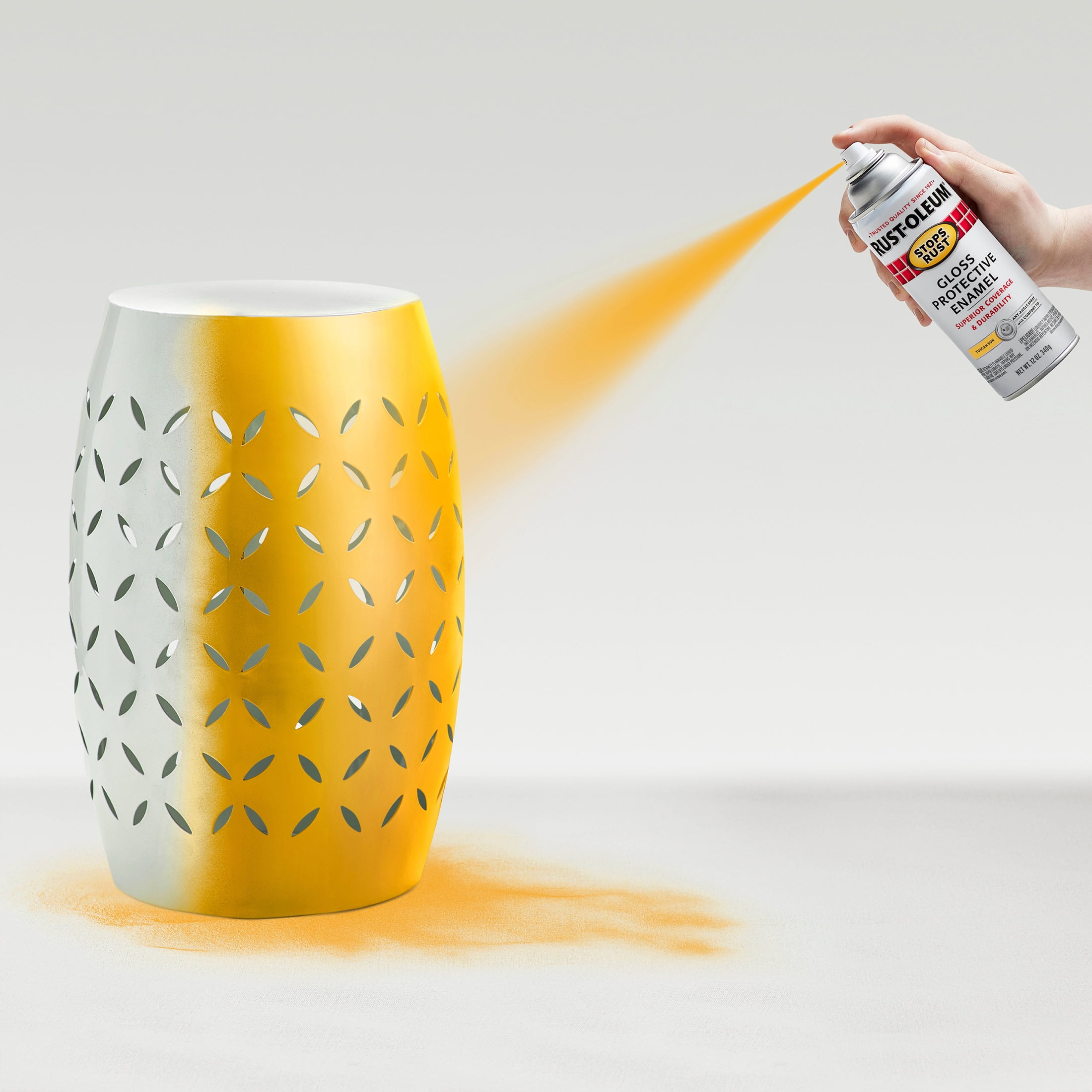 6 Pack, Tuscan Sun, Rust-Oleum Stops Rust Gloss Protective Enamel Spray Paint-298537, 12 oz