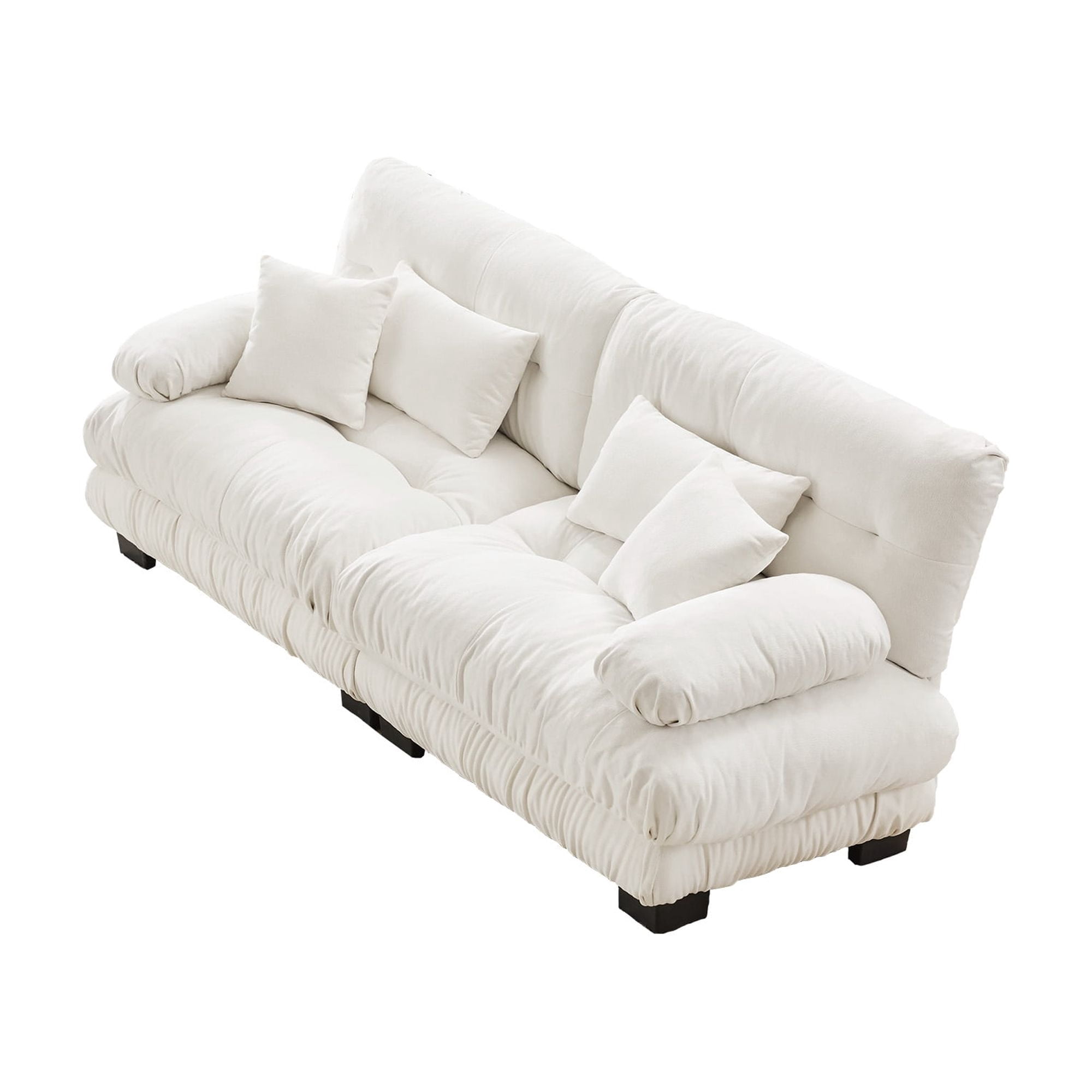 Gewnee White Chenille Cloud Couch 2 Seater Sofa for Living Room, Chenille 2 - Seat sofa with 2 Lumbar pillows and 2 throw pillows,