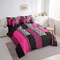 thumbnail image 3 of Homewish Geometric Striped 7-Piece Twin Bedding Sets,Leopard Print Zebra Lines Bedding Comforter Set,Pink White Black Sheet Sets For Girls Kids,Luxury Bedroom Decor Reversible, 3 of 8