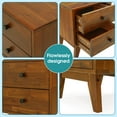 thumbnail image 3 of Acacia Silvia Solid Wood 2-Drawer Nightstand – Mid-century Bedside Table, Caramel, 3 of 8