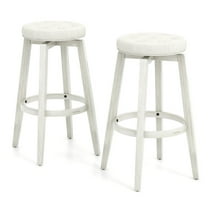 Resenkos 360° Swivel Upholstered Rubberwood Frame Bar Stool Set of 2 with Footrest-29 inches, Bar Height Stools, Bar Stools for Kitchen Island for Kitchen, Dining Room