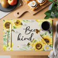 thumbnail image 2 of Sunflower Floral Placemats Set of 4, Farmhouse Pastoral Daisy Bees Beige Burlap Placemats for Dining Table, Place Mats for Kitchen Tabletop, Waterproof Wipeable Dining Table Mats Set, 2 of 9