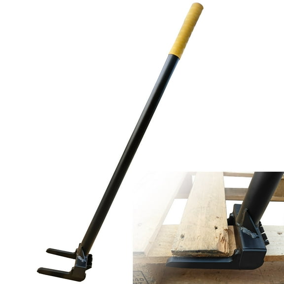 Pallet Buster with Handle 40’’ and Nail Puller, Fully Welded Deck Wrecker Pry Bar, Heavy Duty Pallet Deck Board Removal Tool, Industrial Breaker Bar for Removing or Tearing Down Woods, Black