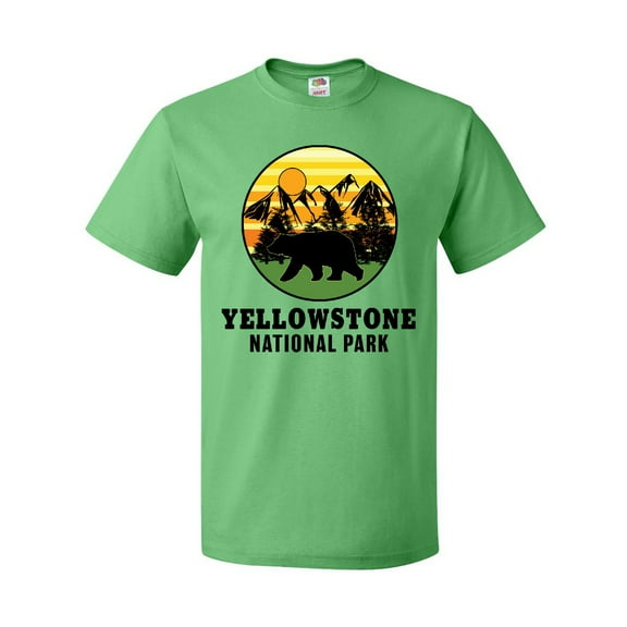 Inktastic Yellowstone National Park with Bear Mountains and Trees Cricle T-Shirt