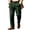 Dark Green #07, variant on Men's Striped Pleated Dress Pants, Elastic Waist Button Closure Business Casual Trousers, Loose Straight‑Leg Soft Wrinkle‑Resistant Pants M