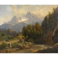 thumbnail image 2 of Carl Millner 14x12 Gold Ornate Wood Frame and Double Matted Museum Art Print Titled - View of the Watzmann (1863), 2 of 4