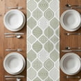 thumbnail image 6 of Sage Green Geometric Table Runner - 60 Inch Long, Kitchen Dining Table Runner Dresser Scarves, Moroccan Chic Abstract Plaid Art Farmhouse Decor for Coffee Tables Wedding Party Banquet, 6 of 8