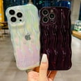 thumbnail image 4 of Water Ripple Pattern Case for iPhone 13 Pro Max Soft TPU Shockproof Camera Protective Back Cover for Women Girl Curly Wave Frame Phone Case for iPhone 13 Pro Max 6.7 Inch Dark Purple, 4 of 13