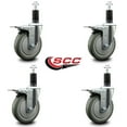 thumbnail image 2 of 5 Inch Gray Poly Swivel 1-1/4 Inch Expanding Stem Caster Set Total Lock Brake, 2 of 2