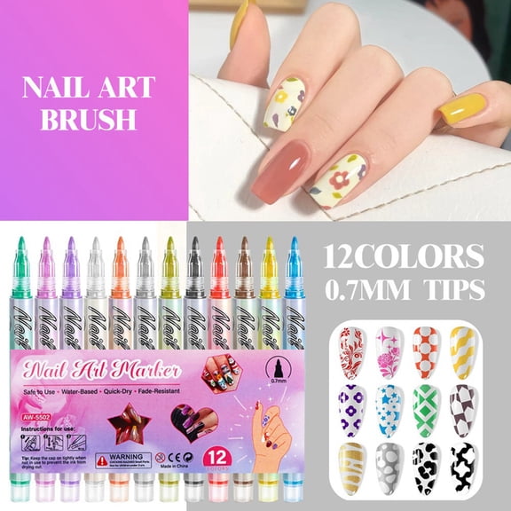 12 Colors 30ML Nail Polish Pens for Painting, Nail Art Pens Set, 2025 Upgrade Nail Art Markers for Gel Nails, DIY Quick Dry Graffiti Dotting Point Liner Pens, Nails Art Drawing Tool