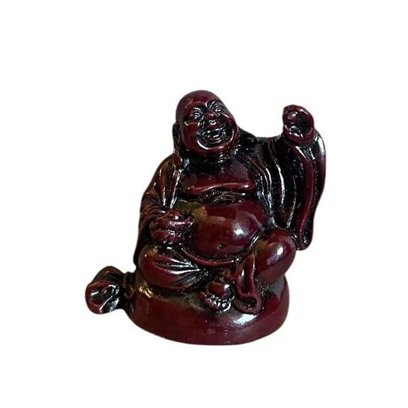 Good Luck Fortune Buddha Figurine Smiling Holding Gold 2” Resin Art C3