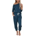 thumbnail image 1 of MSJUHEG Pyjamas pour Femmes Ensembles de Pyjamas pour Femmes Ensemble Deux Pièces Couleur Unie Col Rond Manches Longues Ensembles de Pyjamas pour Femmes Ensembles de Pyjamas pour Dames A m, 1 of 7