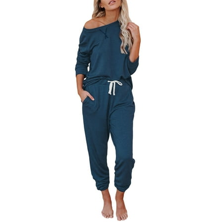 

Sleepwear Shirts for Women Women s Two Piece Set Of Solid Color O Neck Long Sleeve Pajamas Set Comfiest Womens Pajamas T Shirt Gowns for Women Womens Sleepwear Cotton