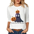 thumbnail image 2 of Halloween Shirts for Women 3/4 Sleeve Casual Crewneck Funny I'm Just Here for The Boos Graphic T Shirt Halloween Tops, 2 of 5