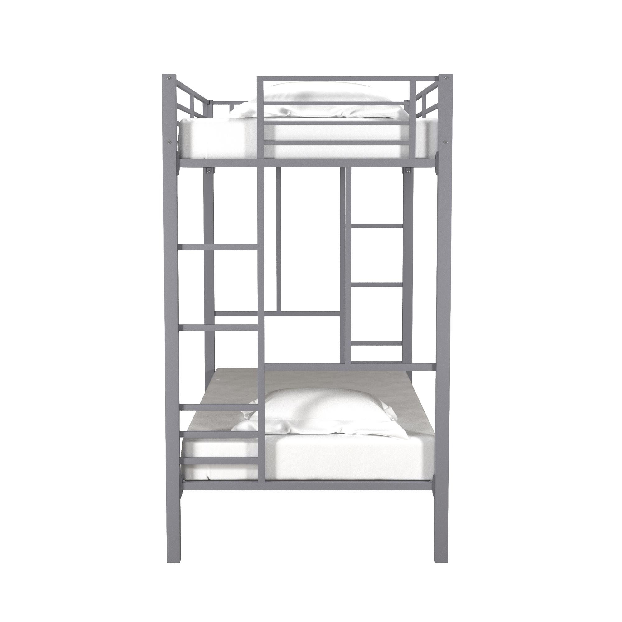 Your Zone Jillette Twin over Twin Metal Bunk Bed, Silver