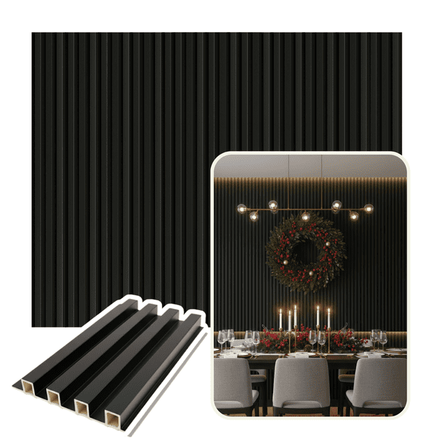 Lambrín Decorativo Premium Panel 3d De Pared 12pz Inmatmex Color Negro