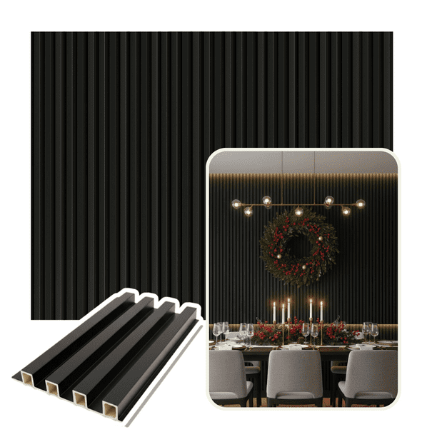 Lambrín Decorativo Premium Panel 3d De Pared 12pz Inmatmex Color Negro